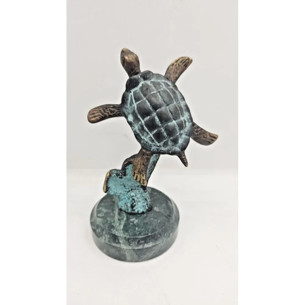 SPI‎ San Pacific International Sea Turtle Bronze Marble Base Figurine 5.75